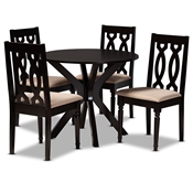 Baxton Studio Callie Modern and Contemporary Sand Fabric Upholstered and Dark Brown Finished Wood 5-Piece Dining Set